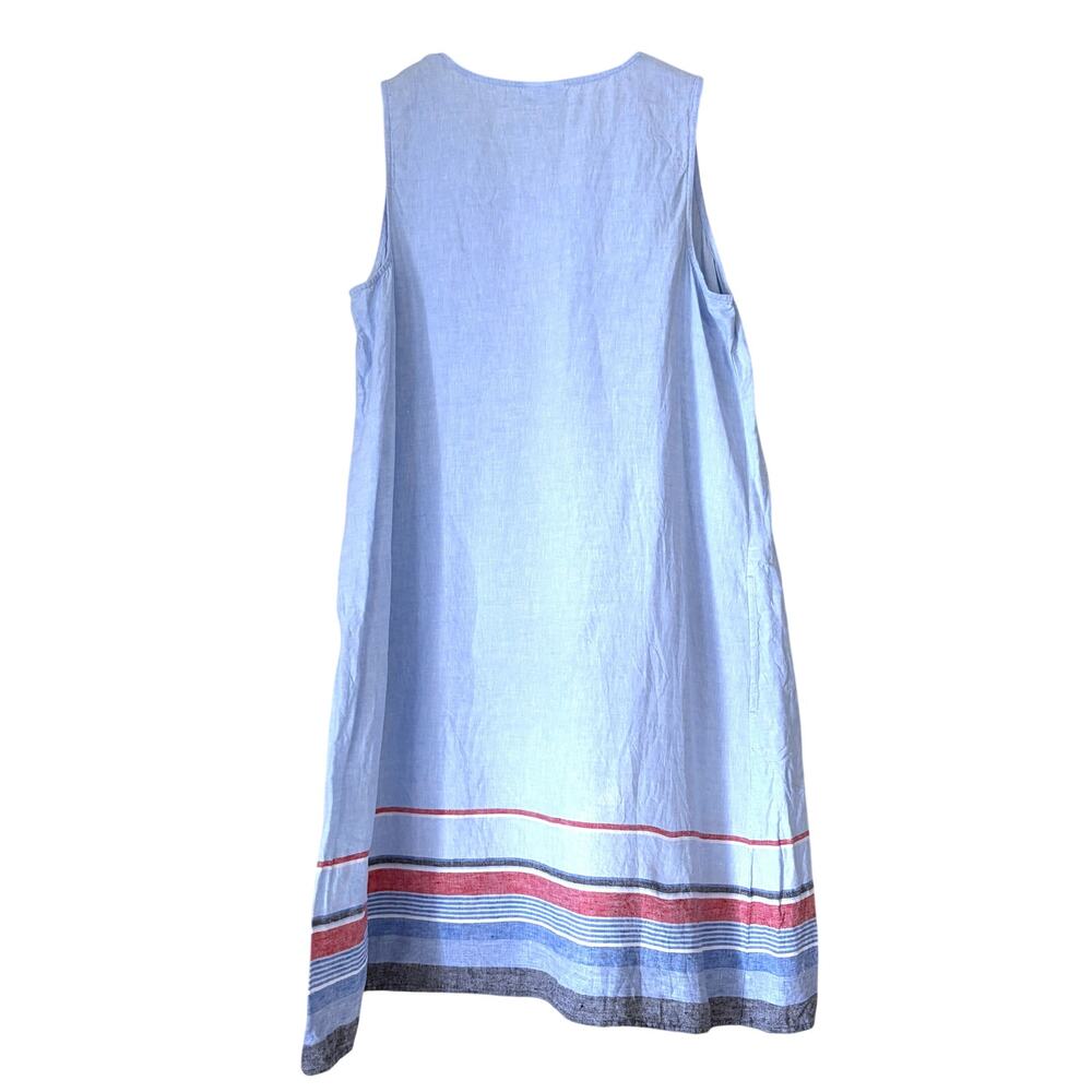 J.Jill 100% Linen A-Line Sleeveless Midi Dress Cornflower Multi Size XL - Picture 4 of 13